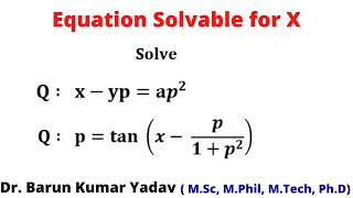 Equation solvable for x in Hindi  first order and higher degree differential equation  part 7 [upl. by Einnep780]