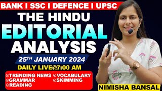 The Hindu Editorial Analysis 25th JANUARY 2024 Vocab Grammar Reading Skimming  Nimisha Bansal [upl. by Carey]