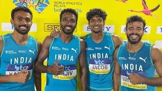 Indias Mens 4x400m Relay React to Qualifying for Paris Olmypic Games after Rajesh Ramesh Injury [upl. by Gerg]