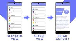 RecyclerView with SearchView and Detailed Activity in Android Studio using Kotlin  Source Code [upl. by Adnuahsor]