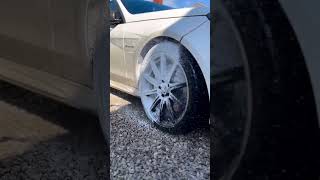 Cleaning Dirty Gloss Black Wheels satisfying carwash [upl. by Garlanda]