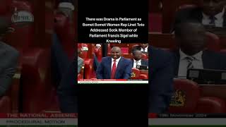 Drama in parliament as Hon linet Toto kneels down while addressing Hon Sigei francis kenyanews [upl. by Wilbert]