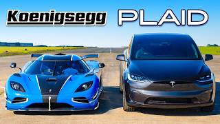 Koenigsegg vs Model X Plaid ARRANCONES [upl. by Jurgen]