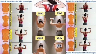 Arms amp Back Workout Mini Home Gym Reduce Arm Fat Workout [upl. by Stamata]