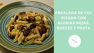 Ensalada de col rizada con alubias rojas nueces y pasta  Nutrabow [upl. by Alvan]