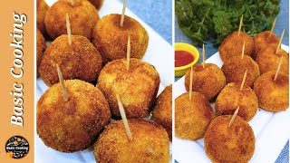 Chicken Potato Cheese Balls Recipe Quick amp Easy Lunch box Reipes  Basic Cooking [upl. by Rezeile]