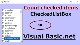 Visual Basicnet How to count only checked items in CheckedListBox VBNET [upl. by Lesoj]