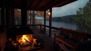 Tropical Forest in Cabin Porch with Rain amp Fireplace Ambiance  Ultimate Relaxation [upl. by Einhapets]