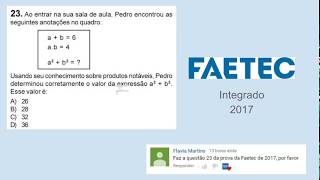 Matemática  FAETEC  Prova 2017  Questão 23 [upl. by Sinnod]