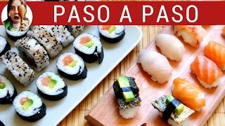 Cómo hacer SUSHI CASERO paso a paso varios tipos incluye cómo hacer arroz para sushi [upl. by Naejeillib618]