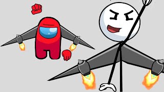 The Henry Stickman Gameplay  Among us Animation  Mini Red Helps Henry in action [upl. by Eutnoj640]