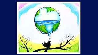 How to Draw Save Water Picture  Step by Step Drawing of Save Water Save Life [upl. by Oxley330]