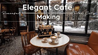 Elegant Café Making  Gentle Jazz Piano in a Peaceful Snow City amp Soft Morning with Coffee Shop ☕🧶 [upl. by Lebisor948]