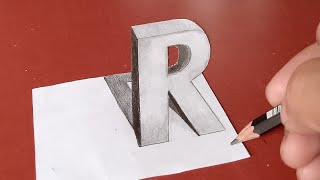 How to draw letter quotRquot3D Drawing on paper for beginners [upl. by Ainesell]