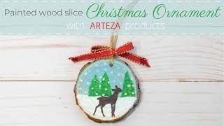 Painted Wood Slice Christmas Ornament with Arteza Products [upl. by Eytteb]