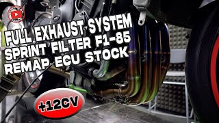 Yamaha R6 Leovince Full Exhaust Sprint Filter F1 85 Remap Ecu Stock [upl. by Marozik]