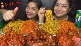 SPICY SCHEZWAN FRIED RICE 🔥 HAKKA NOODLES CHICKEN LOLLIPOP AND CHILLI CHICKEN  FOOD EATING SHOW [upl. by Gib]