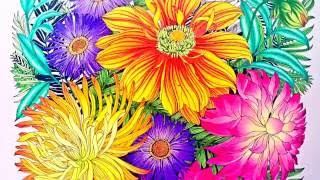 Flower Coloring Process 2  Floribunda coloring book [upl. by Evin]