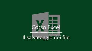 Corso Excel  Il salvataggio dei dati [upl. by Annahsar276]