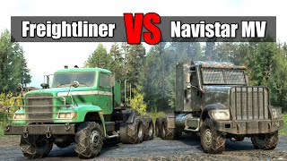 Snowrunner Freightliner M916A1 vs Navistar 5000 MV [upl. by Yentihw210]