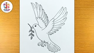 how to draw pigeon flying drawing easy step [upl. by Trub]