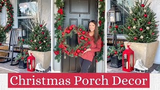 CHRISTMAS 2022 DECORATE WITH ME Part 4  Christmas Porch Christmas Entryway  Christmas DIY Wreath [upl. by Etteniuqna463]