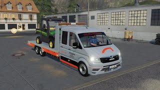 MAN TGE Autotransporter  Transporting to the mechanic  Farming Simulator 2019 FS19 LS19 Car Mod [upl. by Longtin]