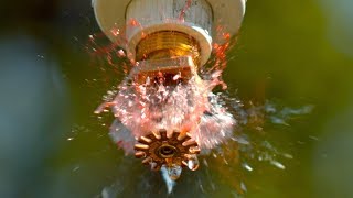 How a Fire Sprinkler Works at 100000fps  The Slow Mo Guys [upl. by Ojeitak]