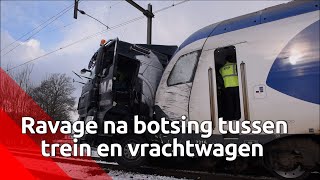 Enorme ravage na botsing tussen trein en vrachtwagen in BerkelEnschot [upl. by Pitts335]