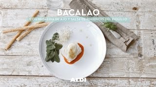 Bacalao con muselina de ajo y salsa de pimientos ALDIrecetas [upl. by Morse]