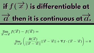 Multivariable Calculus  Differentiable implies continuous [upl. by Ellary]