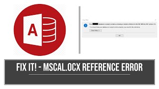 How to fix the MSCALOCX Missing Reference Error in MS Access [upl. by Stenger]