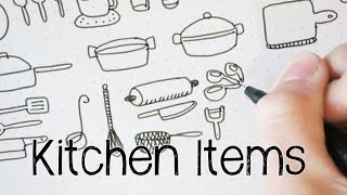 Doodle Kitchen Items  Doodle with Me [upl. by Pattie177]