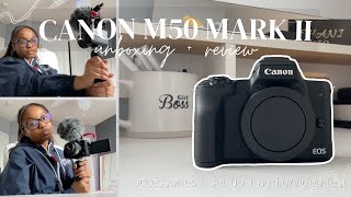 Canon M50 Mark ii Unboxing and Review  accessories set up video and audio test [upl. by Yragerg]