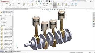 Four Cylinder engine in Solidworks [upl. by Yasdnil]