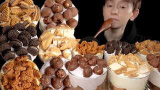 ASMR Various Yogurt Parfaits Oreo Biscoff HaagenDazs Ice Cream Peanut Butter Pie Frozen Fruit [upl. by Sholem138]