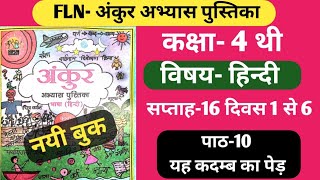 अंकुर अभ्यास पुस्तिका कक्षा4 हिन्दी सप्ताह16 पाठ10 यह कदम्ब का पेड़। fln ankur hindi [upl. by Ehman]