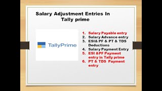 Salary Payable entry in Tally prime salary Payment entry ESI PFPT Payment entries in Tally prime [upl. by Esidnac398]