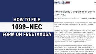 How to File a 1099NEC Form on FreeTaxUSA STEPBYSTEP GUIDE [upl. by Isman]