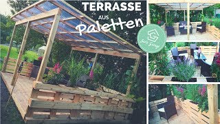 Terrasse aus Paletten selber bauen  Palettenmöbel  Europaletten DIY [upl. by Beall]