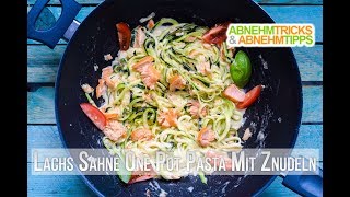 Low Carb One Pot Pasta mit Lachs Sahne Sauce Rezept  Kochvideo [upl. by Cynthla]