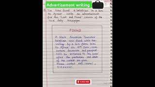 Advertisement writing on lost and found l Advertisement writing format l Advertisement writing [upl. by Dede]