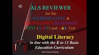 Video 50 ALS REVIEWER for AERT and AampE Test DIGITAL LITERACY  K to 12 Basic Education Curriculum [upl. by Thayne]