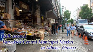 Walking in Greece Walk around Varvakios Central Municipal Market in Athens ORANGE ua [upl. by Sandie]