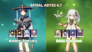 C0 WANDERER HYPERCARRY amp C1 NAHIDA HYPERBLOOM ABYSS CLEAR 47 [upl. by Kearney]