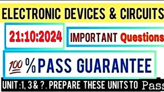 EDC Important questions  Electronic devices and circuits important questions edc diploma exams [upl. by Karleen]