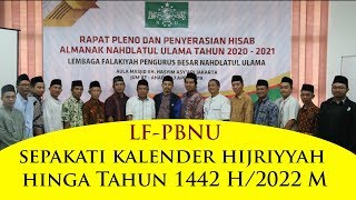 LEMBAGA FALAKIYAH PBNU MENYEPAKATI HASIL HISAB KALENDER HIJRIYAH HINGGA 1442 H2022 M [upl. by Retniw980]