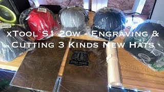 xTool S1 20w  Engraving amp Cutting 3 Types Of Leather To Make New Leather Patch Hats  Part 1 Of 2 [upl. by Llenrag]