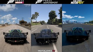 Horizon 5 vs Motorsport 2023 vs The Crew Motorfest  Lamborghini Essenza SCV12 Sound Comparison [upl. by Gnilyam558]