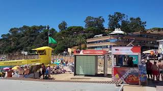 Walk Tour Lloret de Mar Beach Promenade Costa Brava Spain [upl. by Salakcin]